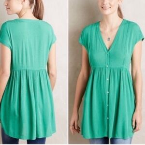 Anthropologie Vanessa Virginia green ladder lace tunic top Small